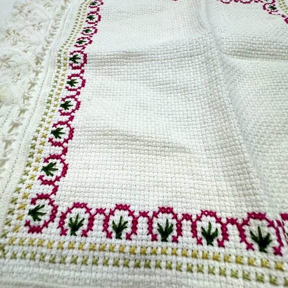 Weaved 100% Cotton Doily Cream White with Lace Edge Thick - Picture 4 of 5